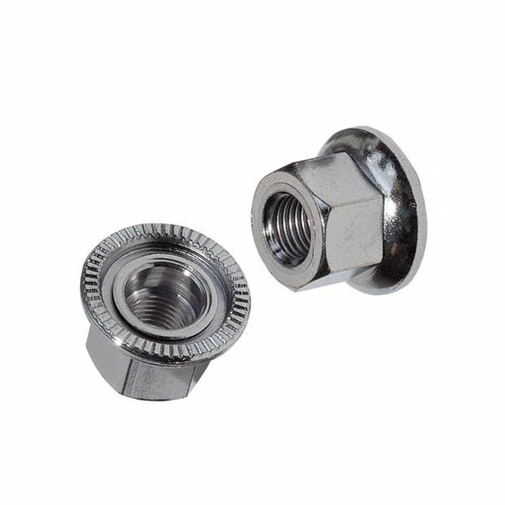 OEM M9/M10 Bicycle Hub Flange Nuts: Anti-Slip Serrated Wheel Nut High-Strength Chrome Steel Fasteners