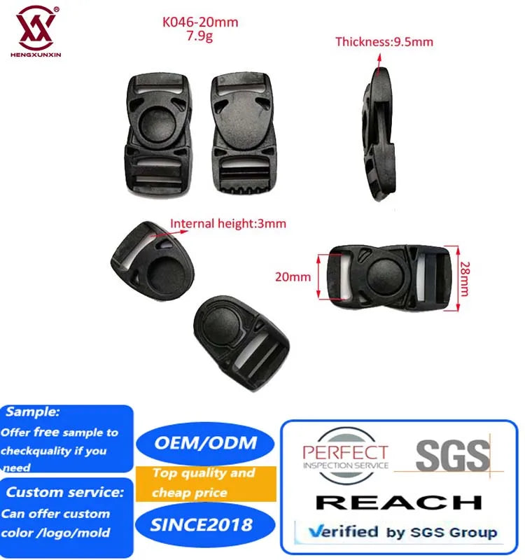 New Designs Black Color Chain Factory Supply Plastic Swivel Center Release Buckle for Backpack  Parts Accessories