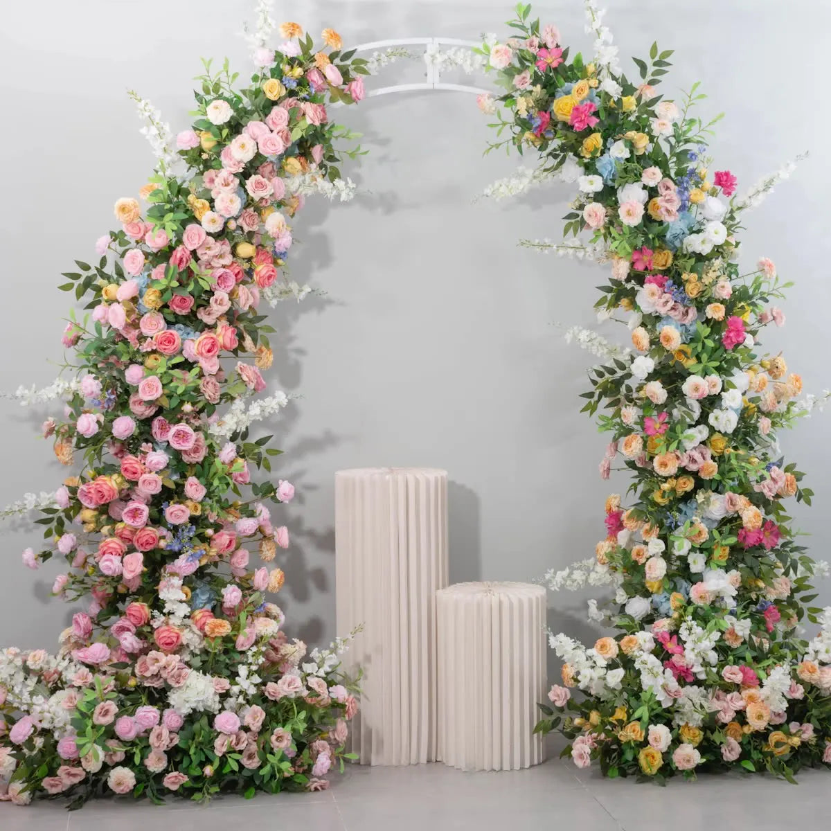 Best Selling Handmade Artificial Flower Horn Arch Backdrop Stand Soft Wedding Decor Flower Arches for Christmas Handmade