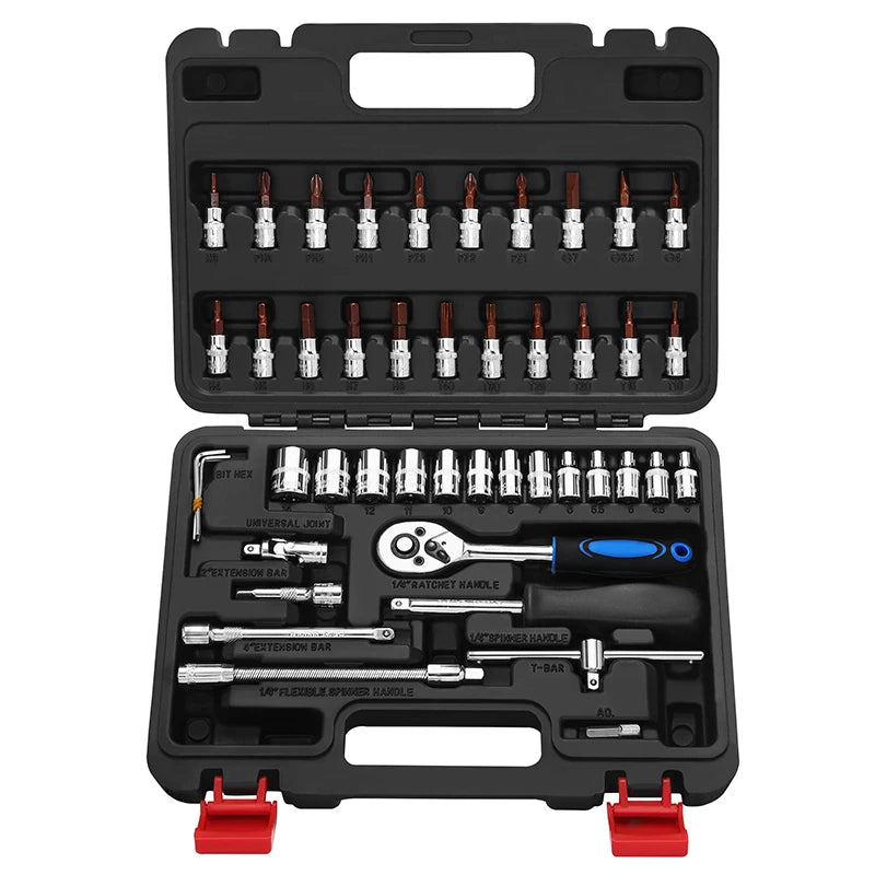 Srunv 46piece Ratchet Wrench Tool Trolley Hand Repair Tool Kit Professional Workshop Tool Box