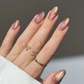 Custom Logo Short Almond Fake False Nails Set Supplier Wholesale Thick Acrylic Cat Eye Glossy Handmade Spring Press on Nails Tip
