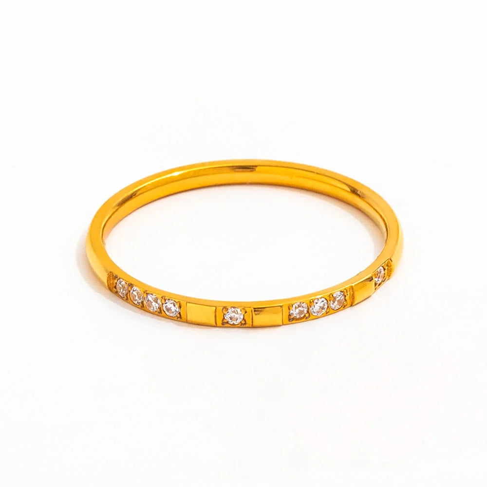 Joolim Jewelry Wholesale Classic 18K Gold Plated CNC Inlay Dainty Stainless Steel Rings for Women Waterproof Tarnish Free
