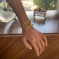 J&D Simple Design Stainless Steel Bracelet 18K Gold Double-layer Hollow Cuff Bangles for Women