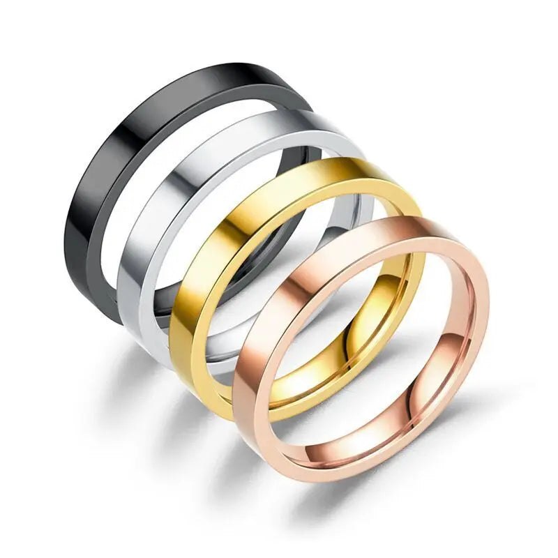 Classic Couple Wedding Ring Cool Simple Black Rose Gold  Ring18K Gold Plated Stainless Steel Ring for Couple
