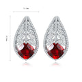 Vintage Light Luxury Lab Created Gemstone Jewelry French Leaf Design S925 Silver Lab Grown Ruby Stud Earrings Claw Setting
