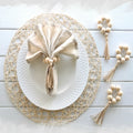 4 PCS Farmhouse Beads Handmade Wooden Napkin Rings-Modern Style Wedding Stocked 16cm