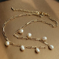 Hot Selling Fresh Water Natural pink Pearl Jewelry Pearl Gold Chain Necklace