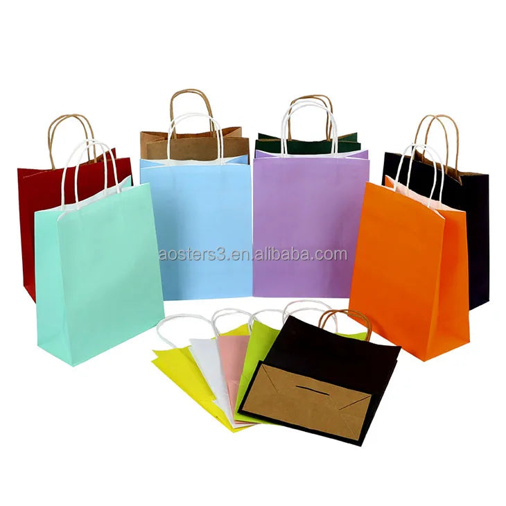 Luxury  Kraft Paper Bags With Your Own Logo for Clothing  180gsm Kraft Shopping Paper Bag With Handles Gold Foil  Gift Paper Bag