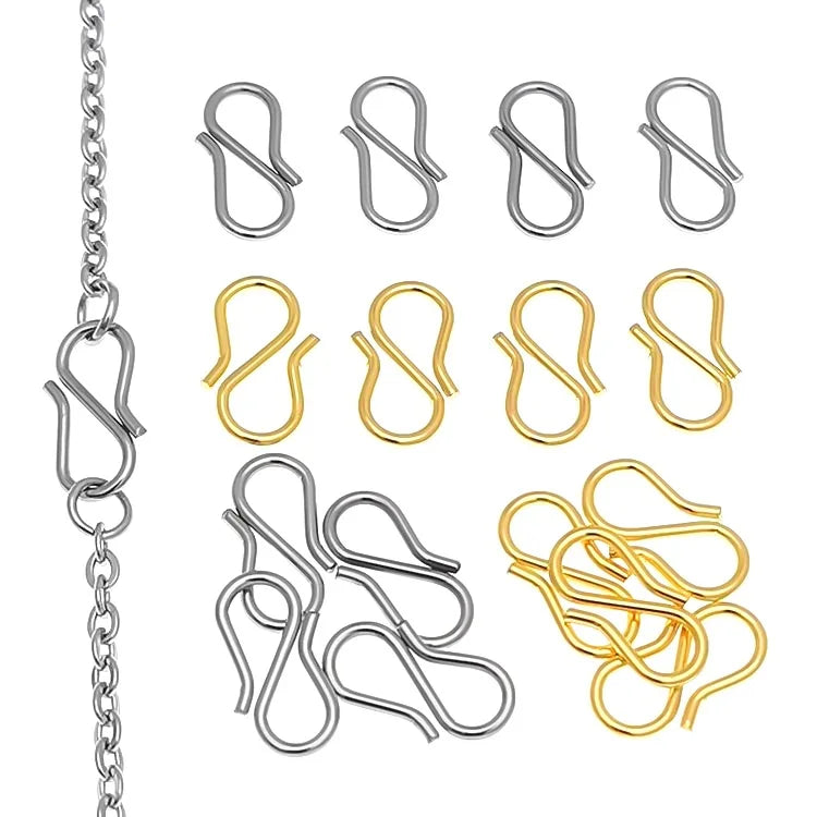 Diy Findings Connectors Jewelry Findings Lock 8 Shape S Hooks Bracelets Stainless Steel Clasp for Necklace