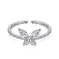 Fine Jewelry Female'S Cubic Zirconia Ring 925 Sterling Silver Butterfly Ring for Women
