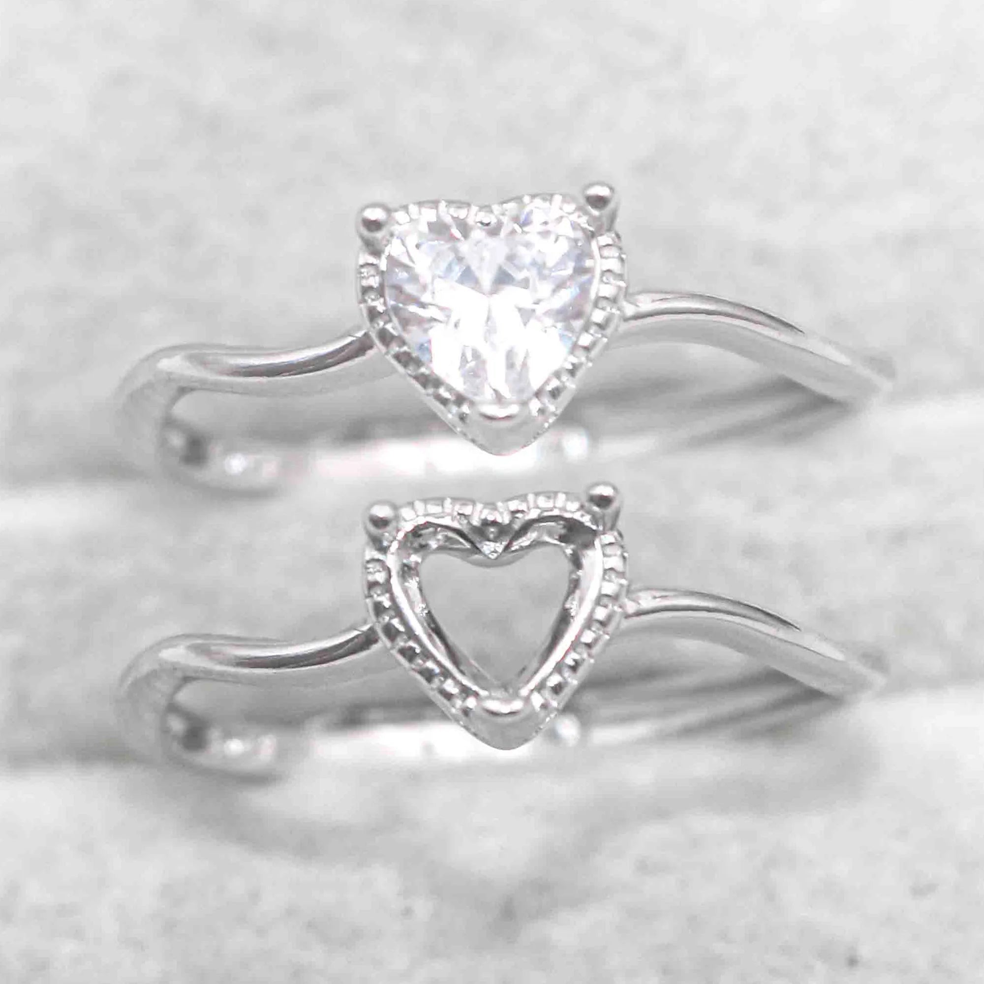 Semi Mount 5*5mm Sterling Silver Ring Heart Shape Empty Frame Blank Support Claw Setting S925 Base Without Center for DIY Inlay