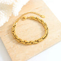 Fashion Pvd Gold Plated Stainless Steel Interlocking Chain Hip Hop Thick Chain Bracelet Jewelry for Women Party
