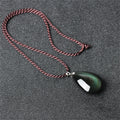 Natural Rainbow Black Obsidian Hand-Carved Waterdrop Pendant Necklace Women Men Jewelry Gift