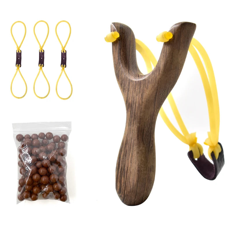 New Wooden Slingshot High Quality with Strong Rubber Band Slingshot Outer Hunting Shooting Solid Wood Handmade Traditional Toys