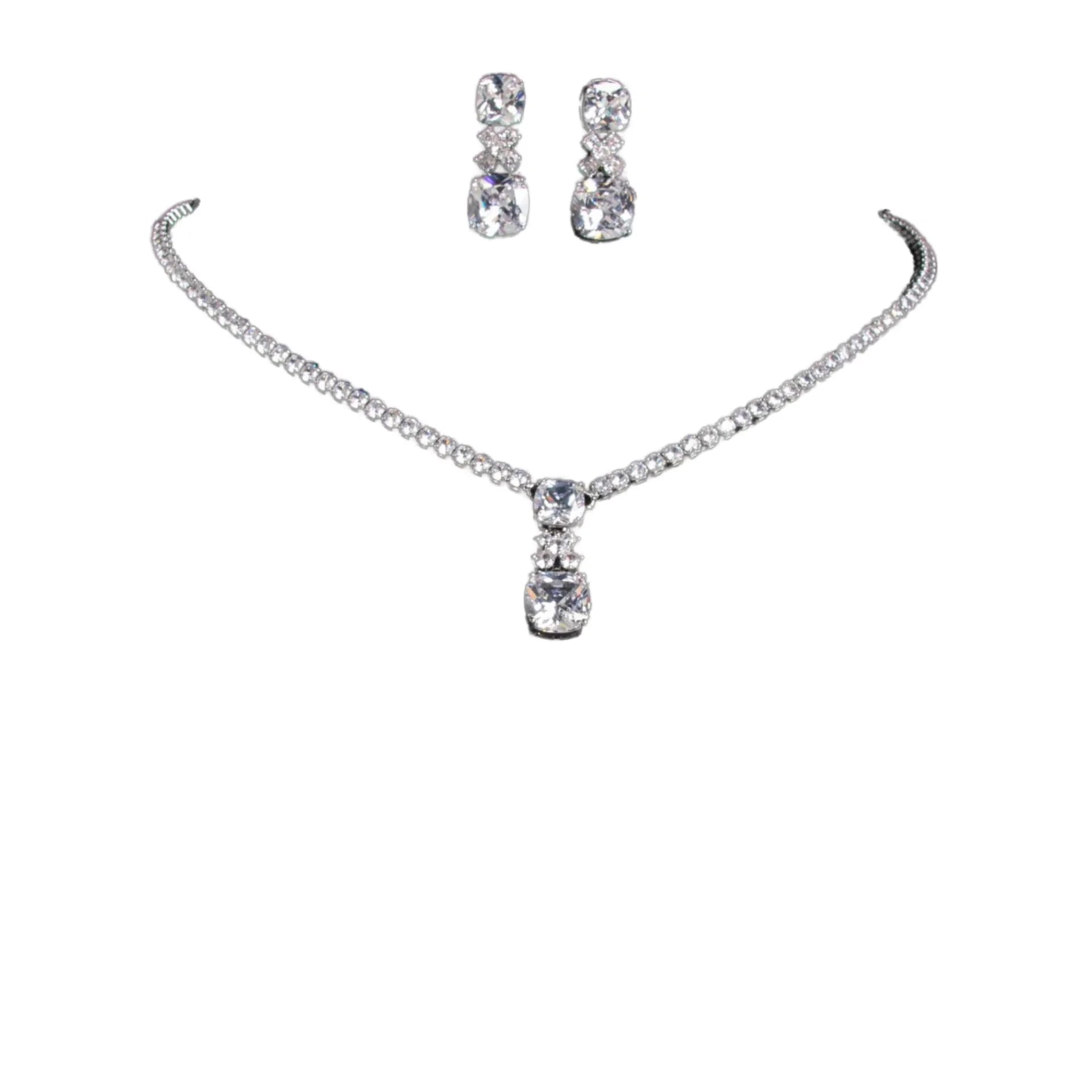 Women's Fashion Jewelry Set Stylish 4-Piece Multi-Color Rhinestone Necklace Earrings Bracelet Pendant