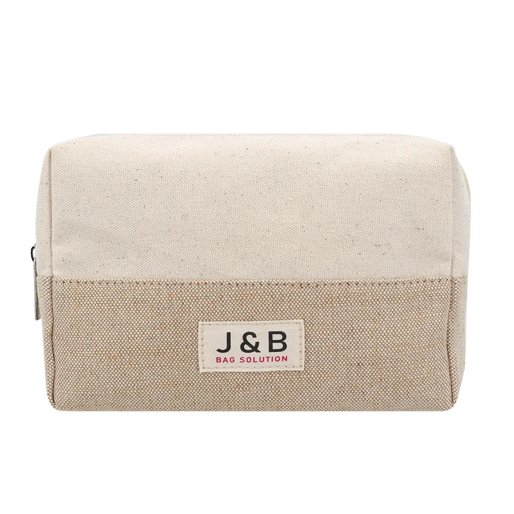 Eco Friendly Cotton Jute Zipper Organizer Bag with Personalized Logo Custom Natural Skincare Cosmetic Pouch Bag