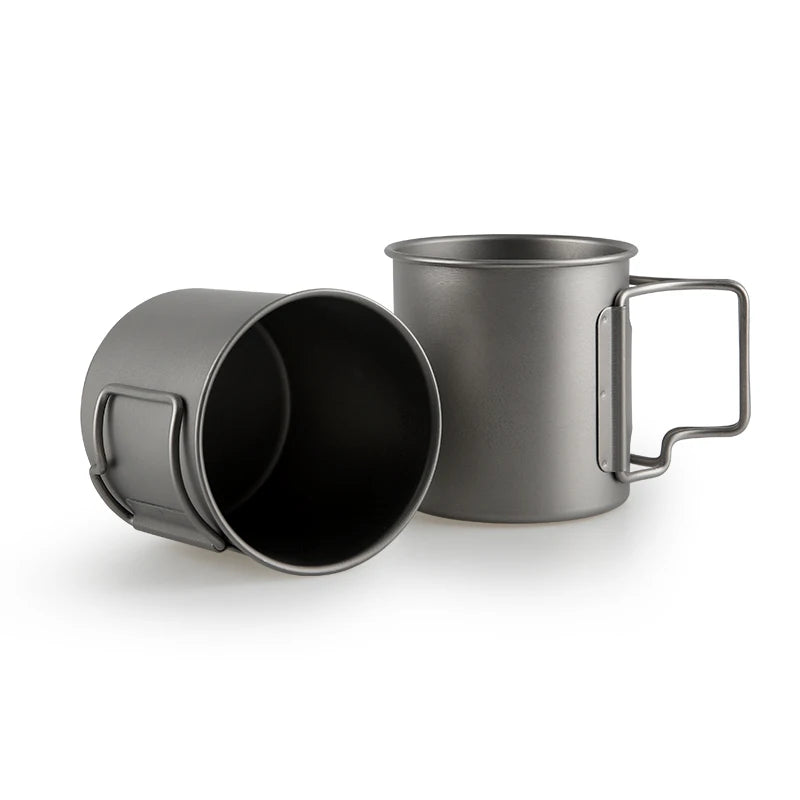 Kinggear Outdoor Hiking Camp Titanium Mug Ultralight Folding Handle 220ML 300ML Travel Mug Tableware Cup