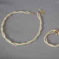 Fine Jewelry Brass Plated Double Layers Collar Freshwater Pearl Necklace/Bracelet