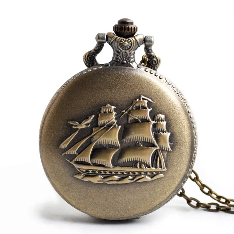 Quartz Watch Vintage Hand Sailboat Pocket Watches