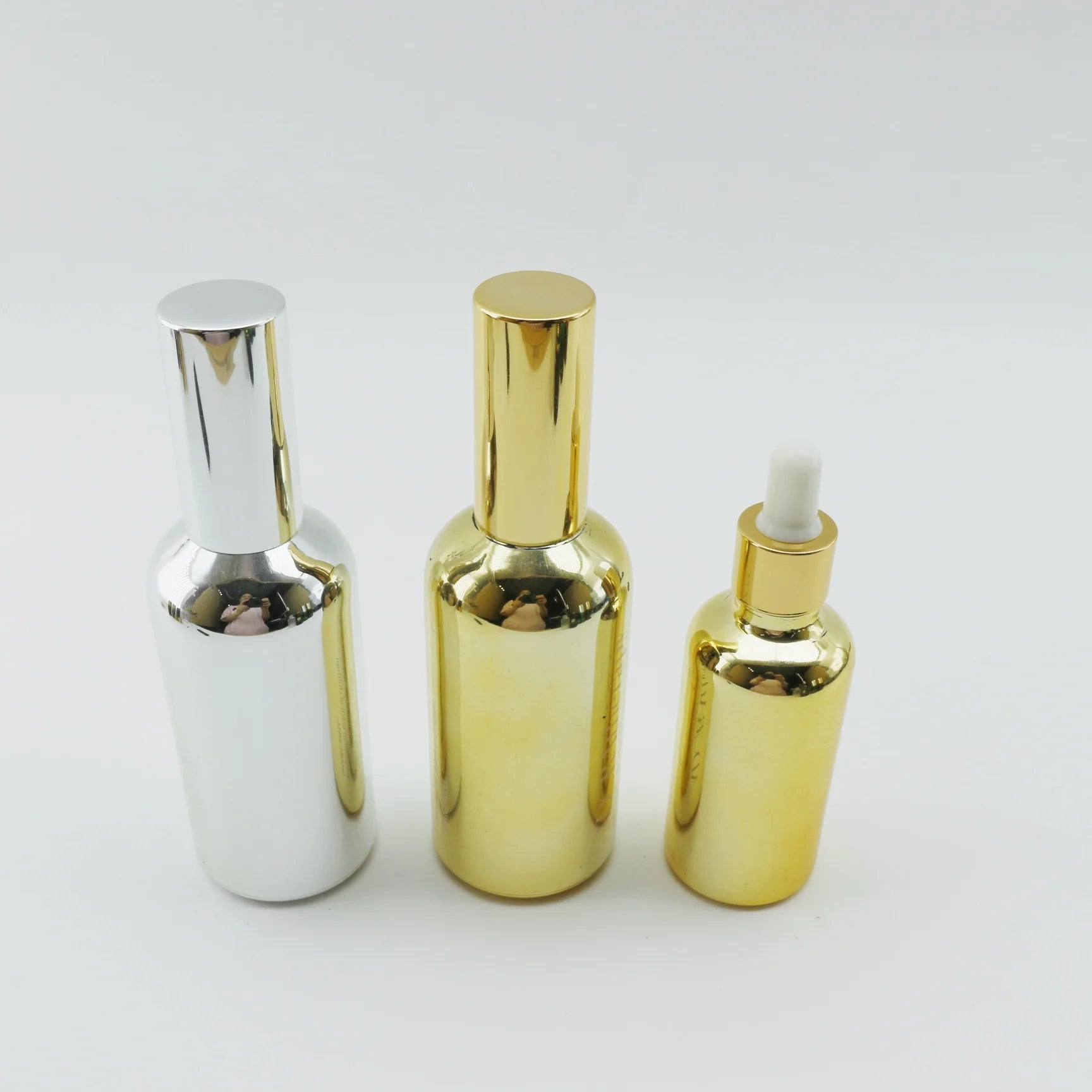 Luxury Empty Essence Oil Spray Lotion Glass Bottles 5ml Electroplated Silver 10ml Dropper Bottle 15ml 20ml 30ml 50ml 100ml