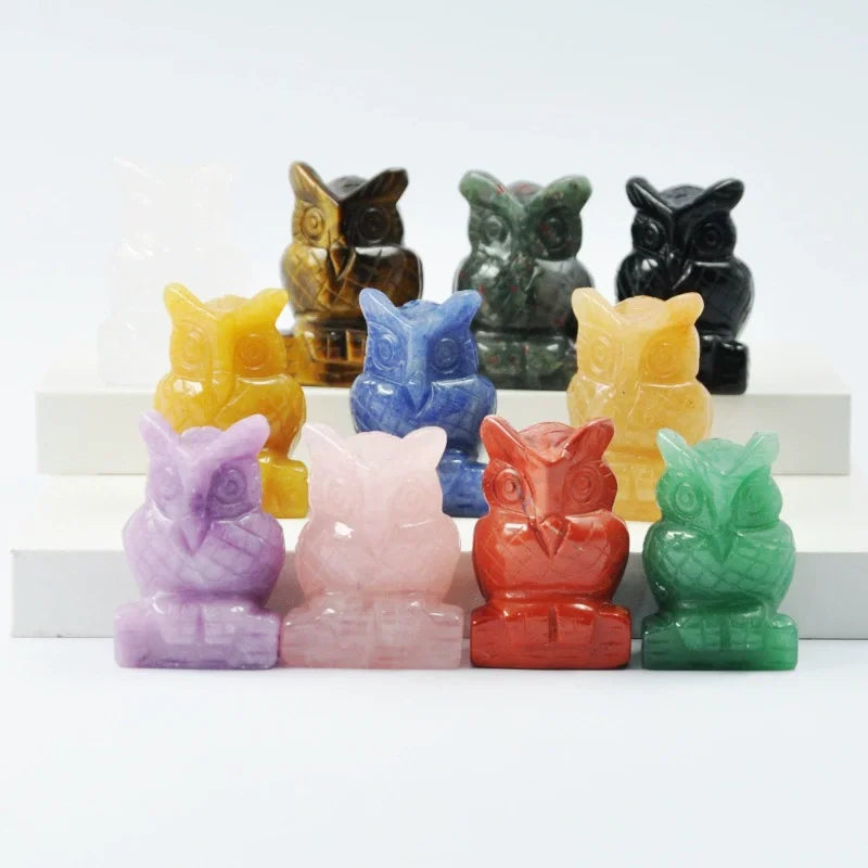 Wholesale Hand Carved 1.5 Inch Size Natural Crystal Owl Crystal Carved Animal Crafts for Home Decoration