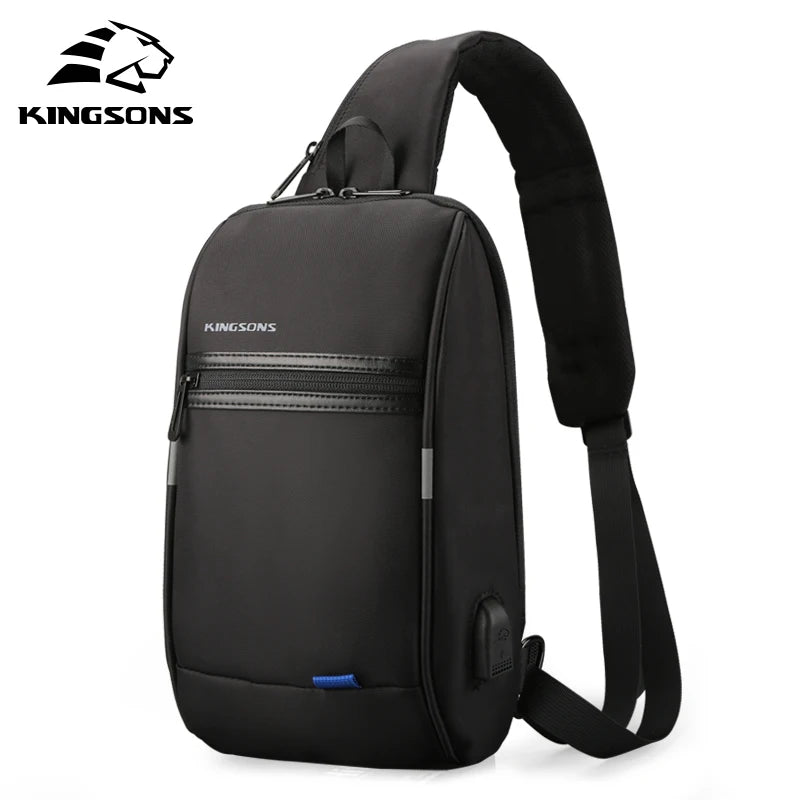 Kingsons Usb Charge Chest Bag Men's Multi-functional Designer Practical Business Cell Phone Shoulder Bag Sling Bag