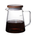 New Style Eco-Friendly Heat Resistant Transparent Glass 500ml Coffee Pour Server Acacia Lid Manual Brew Minimalist Design