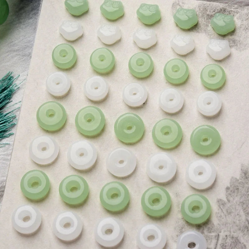 Paso Sico 10pcs/bag Chinese Style Jade Nail Diamond Retro Antique DIY Glass Nail Jewelry 3D Nail Charms