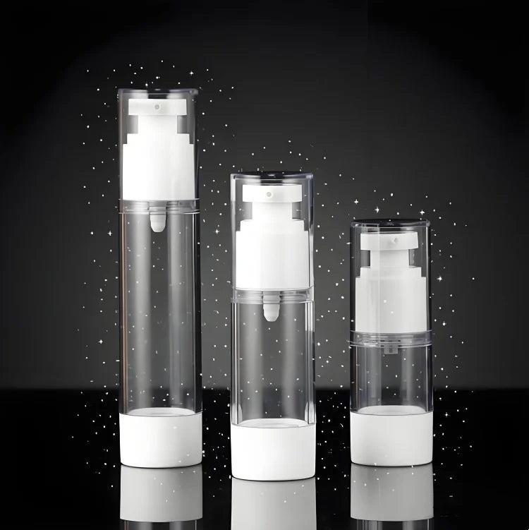 WOGU Silk Screen logo Transparent White Round Skincare Cosmetic Packaging 15ml 30ml 50ml Empty AS Lotion Airless Pump Bottle