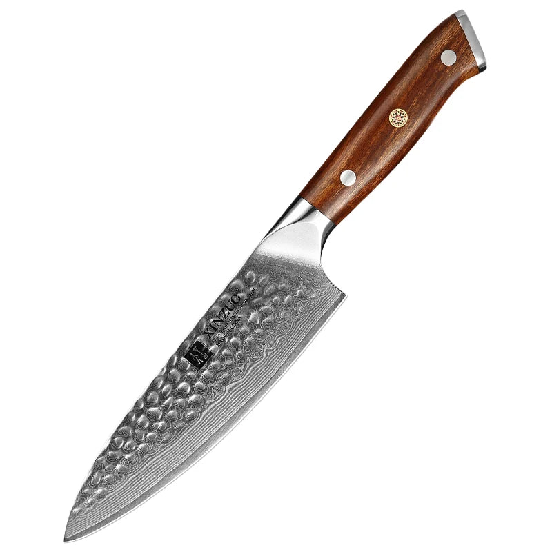 6.5 Inch Professional Knives 67 Layers Damascus Steel Kitchen Chef Knife with Desert Iron Wood