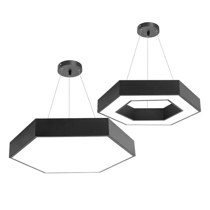 Professional Lighting Producer Office Gym Modern 100MM Wide Creative Square Chandelier Gym Hanging Ceiling Hexagon Pendant Light