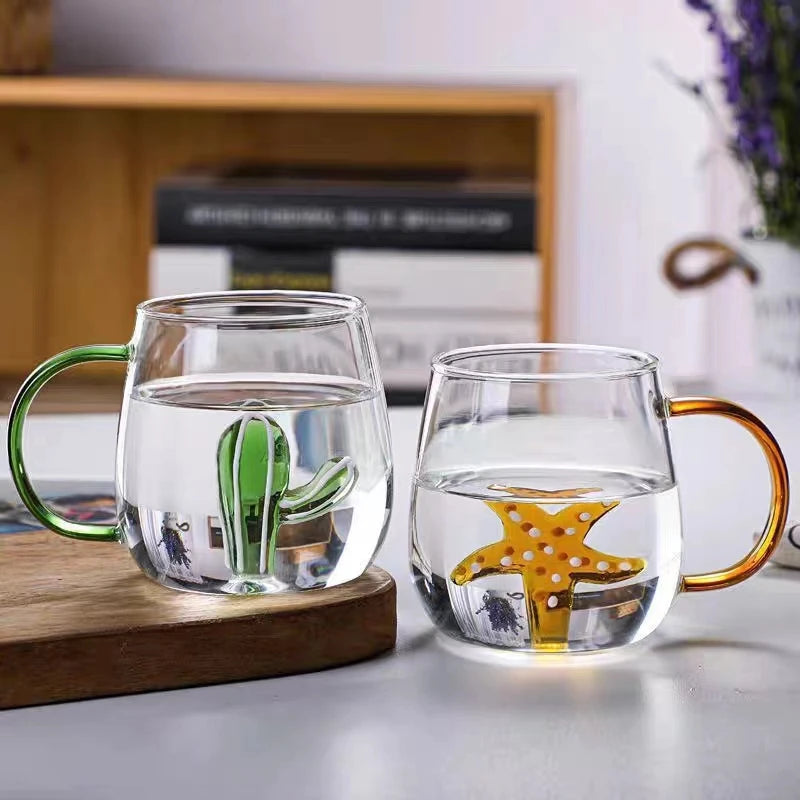 3D Design Water Cup High Borosilicate Cup for Coffee Milk Tea. Heat Resistant