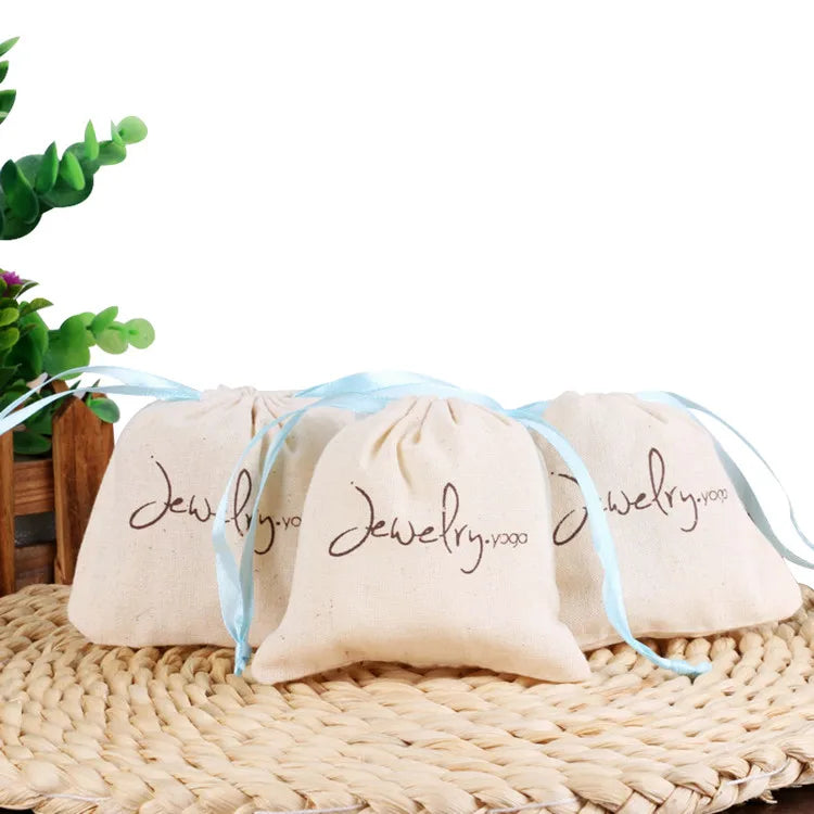 Custom Cotton Jewelry Pouches Bag with Drawstring