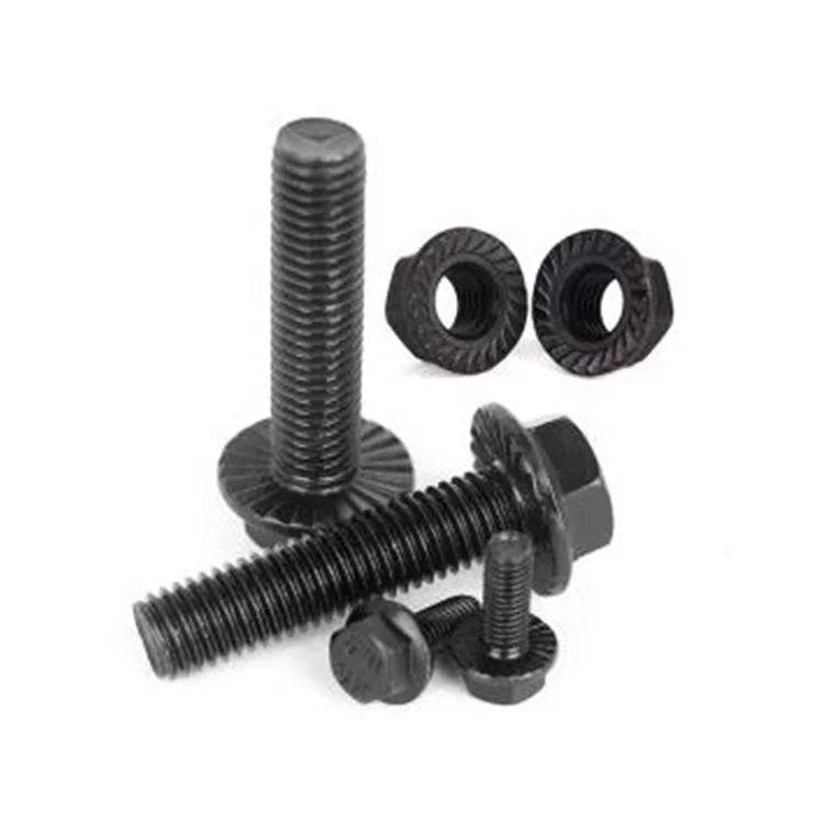 Din 6921 Carbon Steel M10 Black Oxide Finish Plain Finish Hex Flange Bolts for Cars