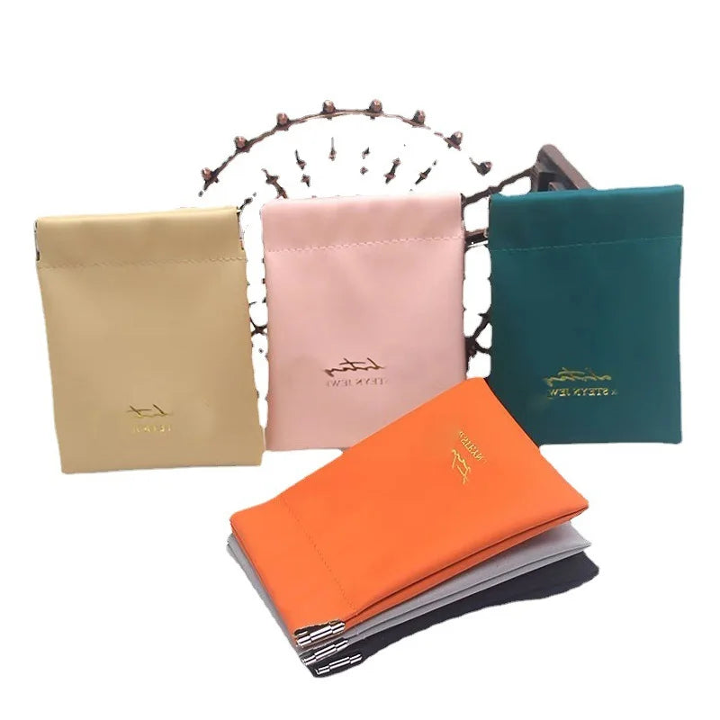 New Eco-Friendly PU Leather Jewelry Container Perfume Lipstick Earphone Storage Pearl Necklace Shrapnel Envelope Bag for