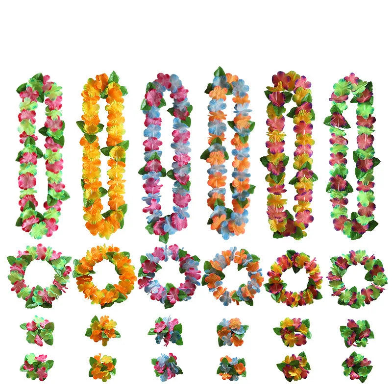 EM3431Wholesale Hawaiian Beach Party Supplies Wreath Summer Artificial Leis Girl Flowers Garland Wreaths Necklace Headbands