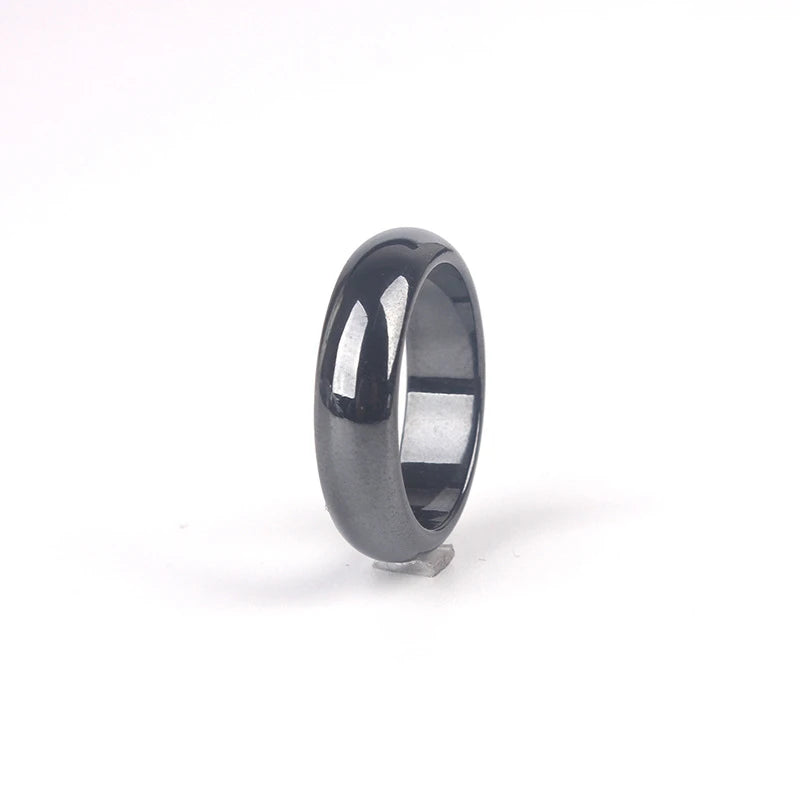 New Arrivals INS Jewelry Black 6mm Magnetic Smooth Hematite Ring for Men