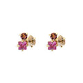 Milskye Mini Delicate S925 Gold Plated square pink Gemstone Teardrop Zirconia Stud Earrings