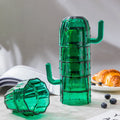 6Pcs/Set Stackable Cactus Shape Glass Drinking Water Cup Set Fruit Juice Milk Coffee Mugs Heat-resistant Cold Drink Cups Gift
