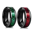 POYA Wholesale Red Green Celtic Rings 8mm 6mm Black Dragon Tungsten Men Women Wedding Band