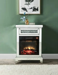 Contemporary Freestanding Fireplace One Drawer Mini Silver Mirrored Faux Diamonds Living Room Bedroom Mini Silver Living Room