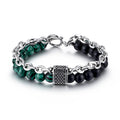 Hot Selling Punk Frosted Tiger Eye Stone Bracelet Men'S Personality Map Natural Stone Beaded Chain Bracelet