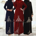 Loriya OEM & ODM 2 Pieces Skirt Set Malaysia Traditional Clothing Khimar Long Dress Baju Kurung Embroidery Abaya