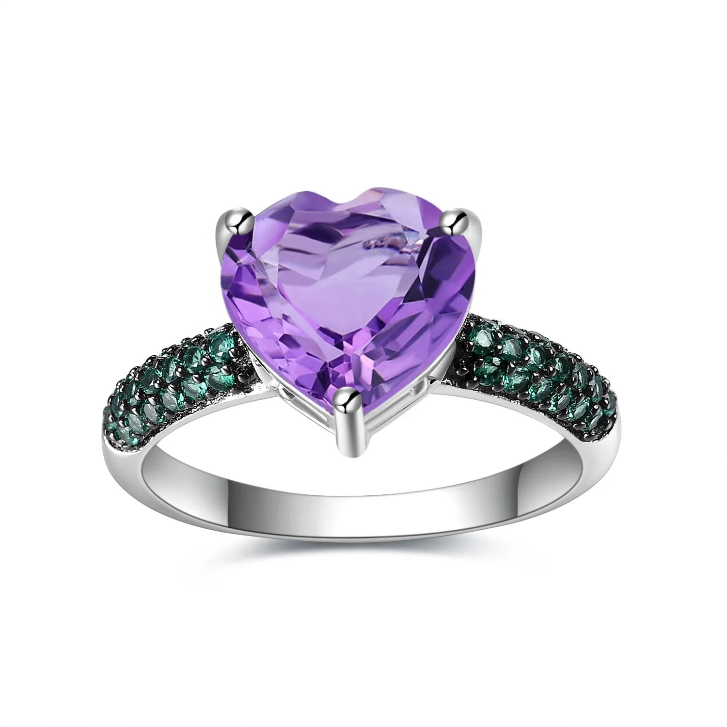 Abiding Shield Plating Tech 3 Years Tarnish Resistant Natural Gemstone Women 925 Sterling Silver Ring