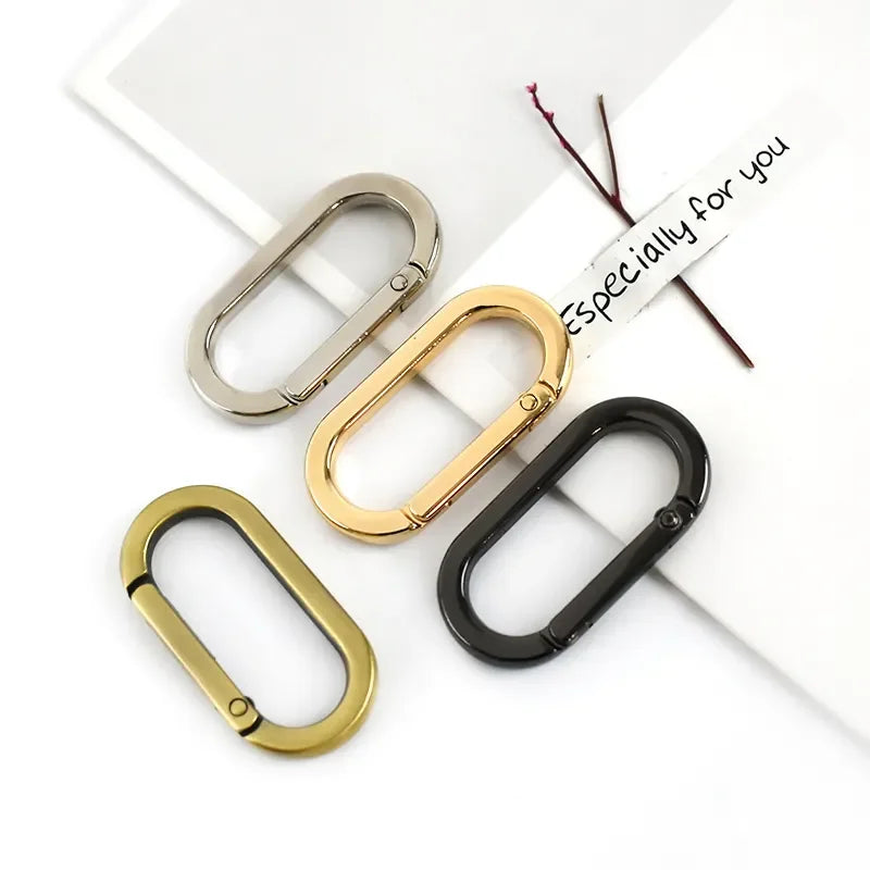 Meetee BF695 35mm Flat Oval Buckle Hardware Accessories Rectangular Shape Spring Ring Handbag Connection Snap Clasp Buckles