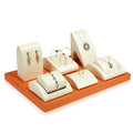 Elegant Jewelry showcase display props Ring pendant earring holder Beige Orange PU jewelry display stands set