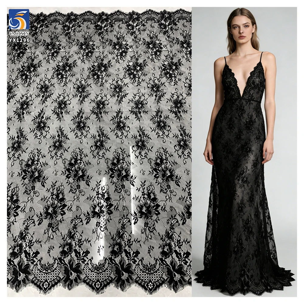 YX1296 Supplier China Embroidery Lingerie French Lace Fabric for 1 Piece Eyelash Clothing Textiles Lace Fabric Fashionable MegaBDM