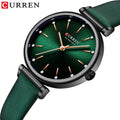 CURREN Women Watch Top Brand Brown Female Waterproof Clock Genuine Leather Bracelet Fashion Simple Ladies Wristwatch 9081