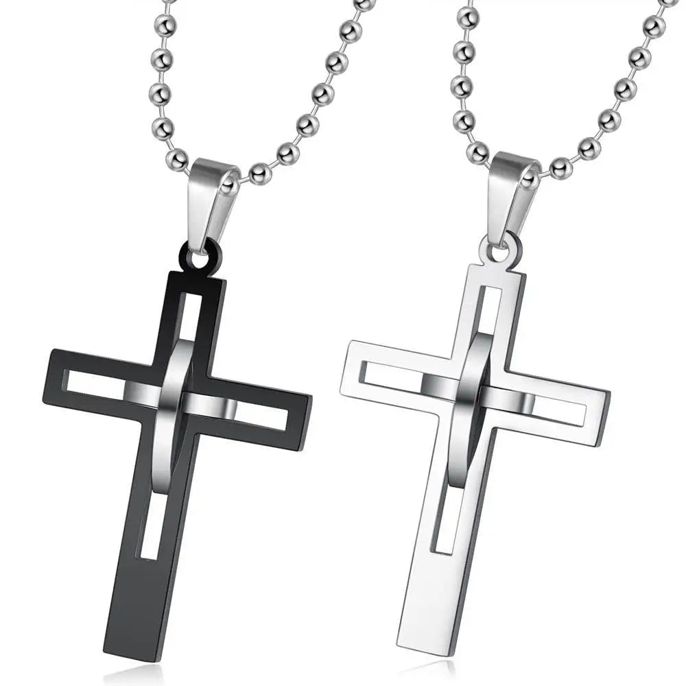 Couple Cross Fine Pendant Necklace Trendy Simple Women Jesus Cross Necklace Male Prayer Necklace Religious Jewelry for Valentine