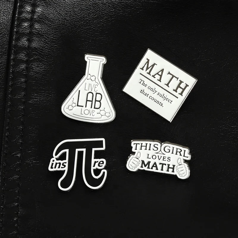 Math Chemistry Enamel Pins This Girl love Math Brooches Lapel Badge Letters Phrase Metal Crafts Gift Teacher Pins Student